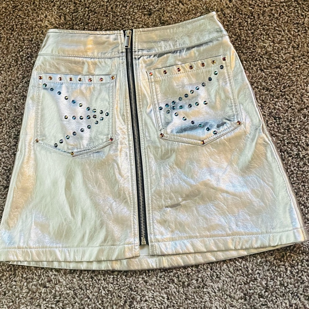Metallic Silver Studded Skirt